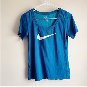 Nike Blue White Active Athletic Logo Tee T-shirt